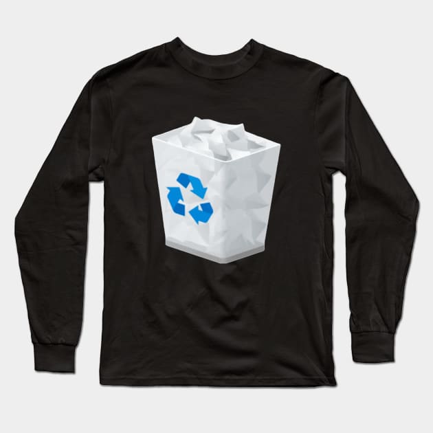 Windows 10 Full Recycle Bin Long Sleeve T-Shirt by Cyber Club Tees